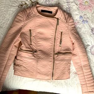 Girls Pink Faux Leather Jacket